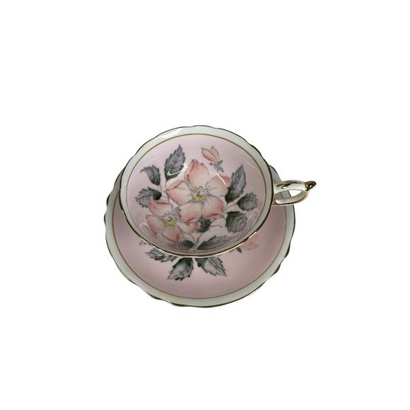 PARAGON by Appointment Double Warrant Wild Rose Cup & Saucer Set Pink Porcelain - Picture 7 of 11